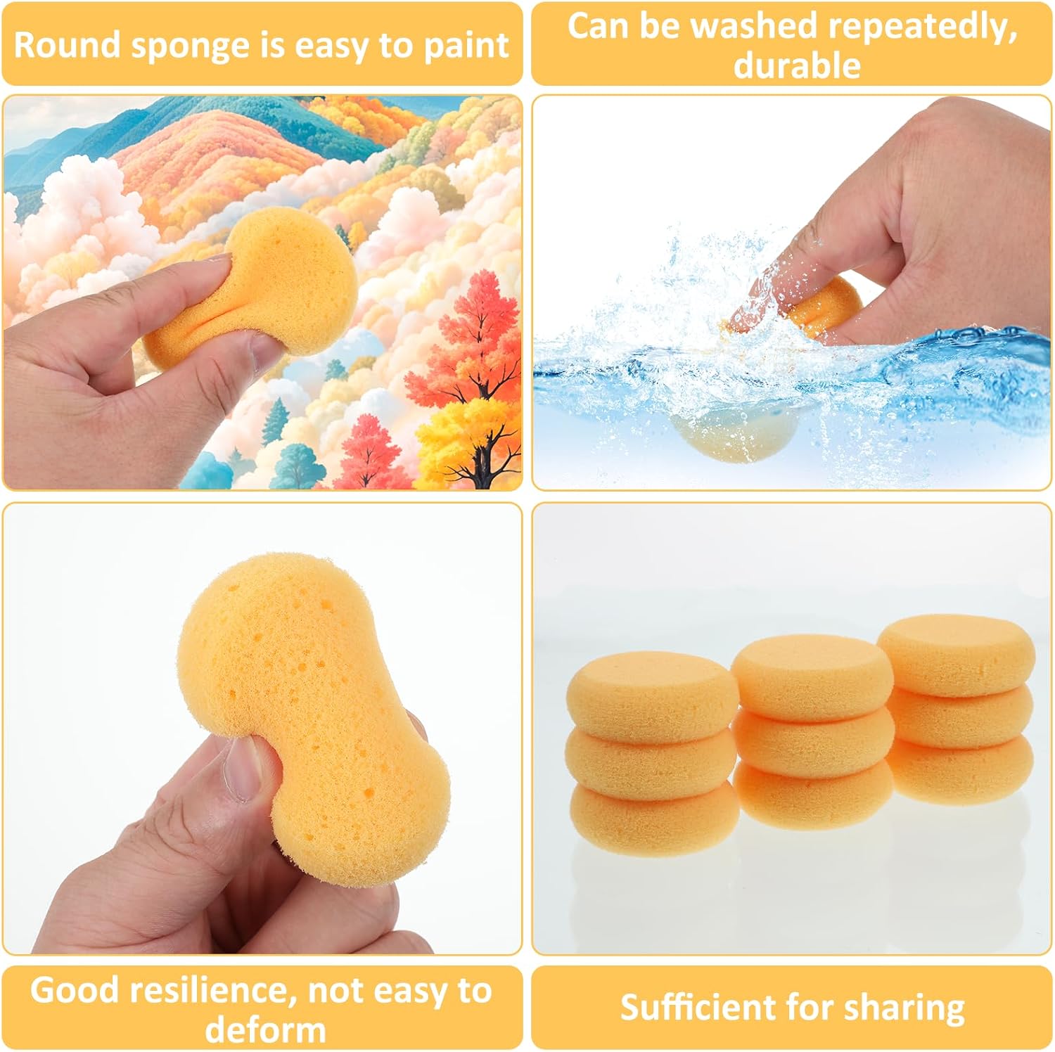 12 Pcs Round Pottery Sponges, Elasticity Clay Sponges Water Absorption Tack Sponges for Kitchen Shoes Leather Care Painting Crafts, Ceramics