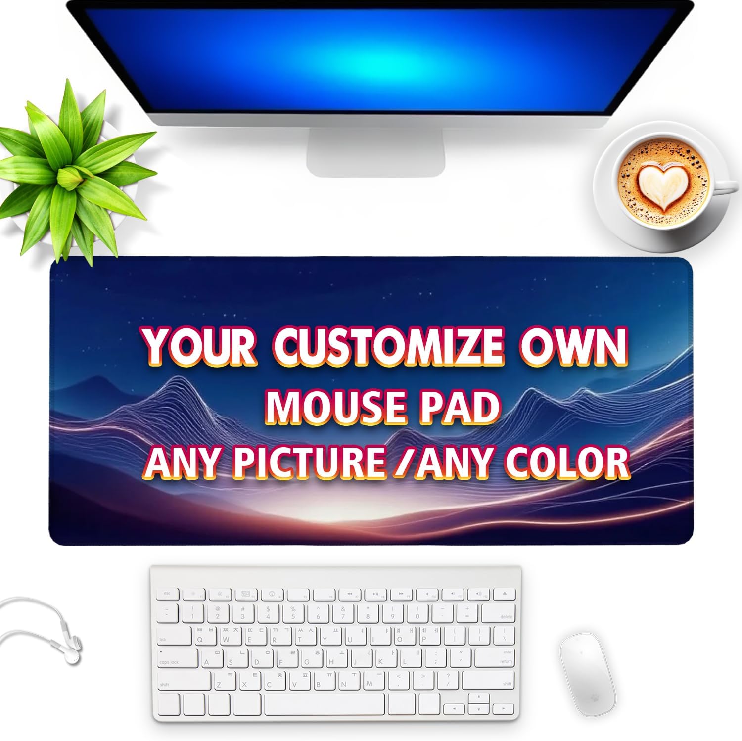 Custom Mouse Pad Personalized Add Photo, Text, Logo or Art Design and Make Your Own Customized Mousepad Custom Desk Writing Pad Gaming Mousepad for Home Office (16x35.5 inch)