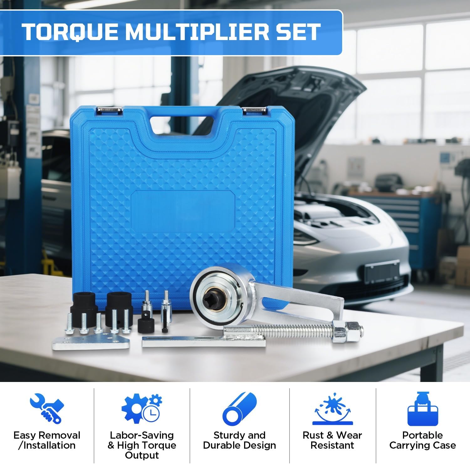 Torque Multiplier Set for Ford 1.0L/1.1L Ecoboost/Duratec Engine Crankshaft Belt Pulley Removal Tool 1: 5 Labor Saving & 1/2" Drive 1500Nm Compatible with Ford 1.0L 1.1L 2.0L Engines