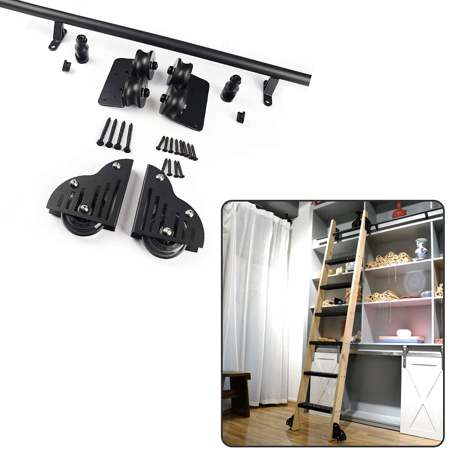 Kit de porte de grange coulissante 100-600cm pour sécuriser votre échelle roulante