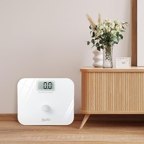 Miniatura 2 de Báscula de baño de gran tamaño para peso corporal de hasta 550 libras, sin batería, báscula digital extra ancha Healcan blanca