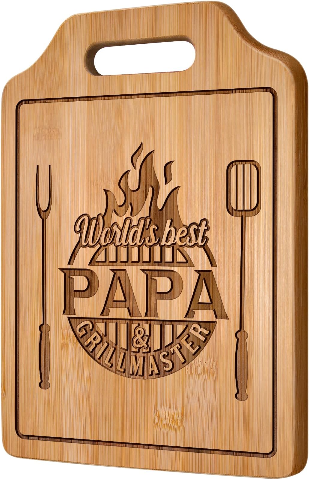 AceThrills Papa Gifts for Papas Christmas Gifts from Grandkids for Birthday, Father‘s Day - Engraved Bamboo Cutting Board 12.3"L x 8.7"W x 0.4"Th