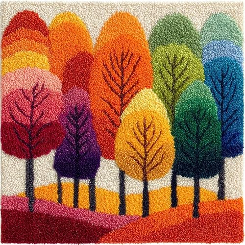 Wallustrioaw Latch Hook Cushions-A Latch Hook Cushion Kit For Adults,Trees