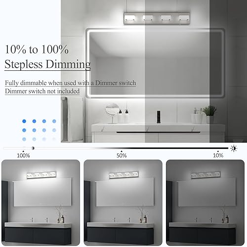 Miniatura 31 de Ralbay - Lámpara LED moderna y negra para tocador de baño, con 3 luces, accesorios de iluminación de pared de baño de acrílico Luz blanca