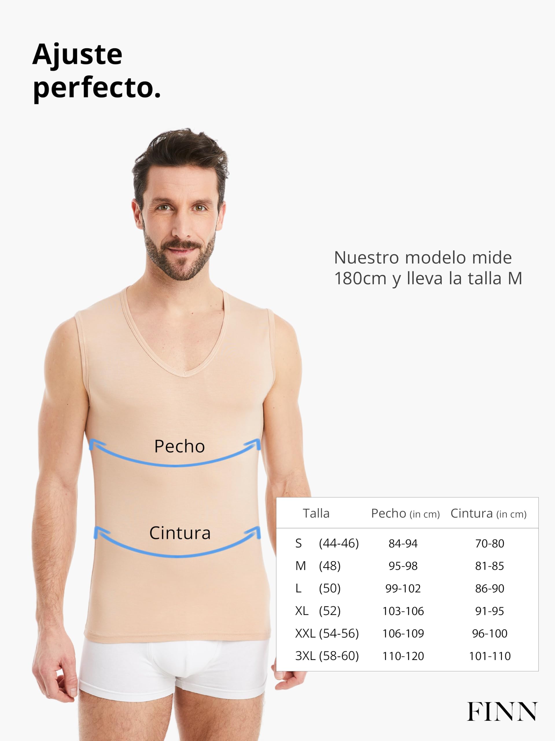 FINN Camiseta Interior Business Hombre sin Mangas con Cuello en V - Camiseta Interior de Tejido Original Lenzing® Modal - la Camiseta Debajo de Camisas y Trajes