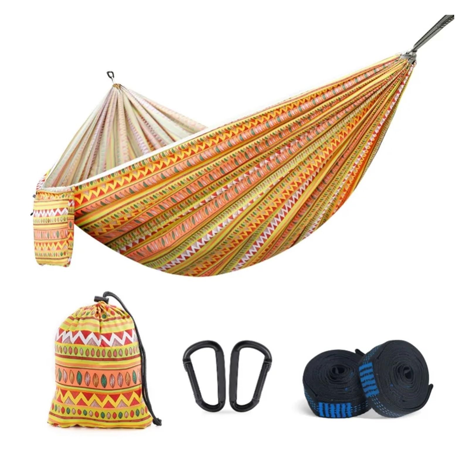 1pcs Outdoor Super Light Camping Hammock Travel Leisure Portable Hammock 260x140cm Parachute Cloth Anti-rollover Hammocks Swing(Yellow)