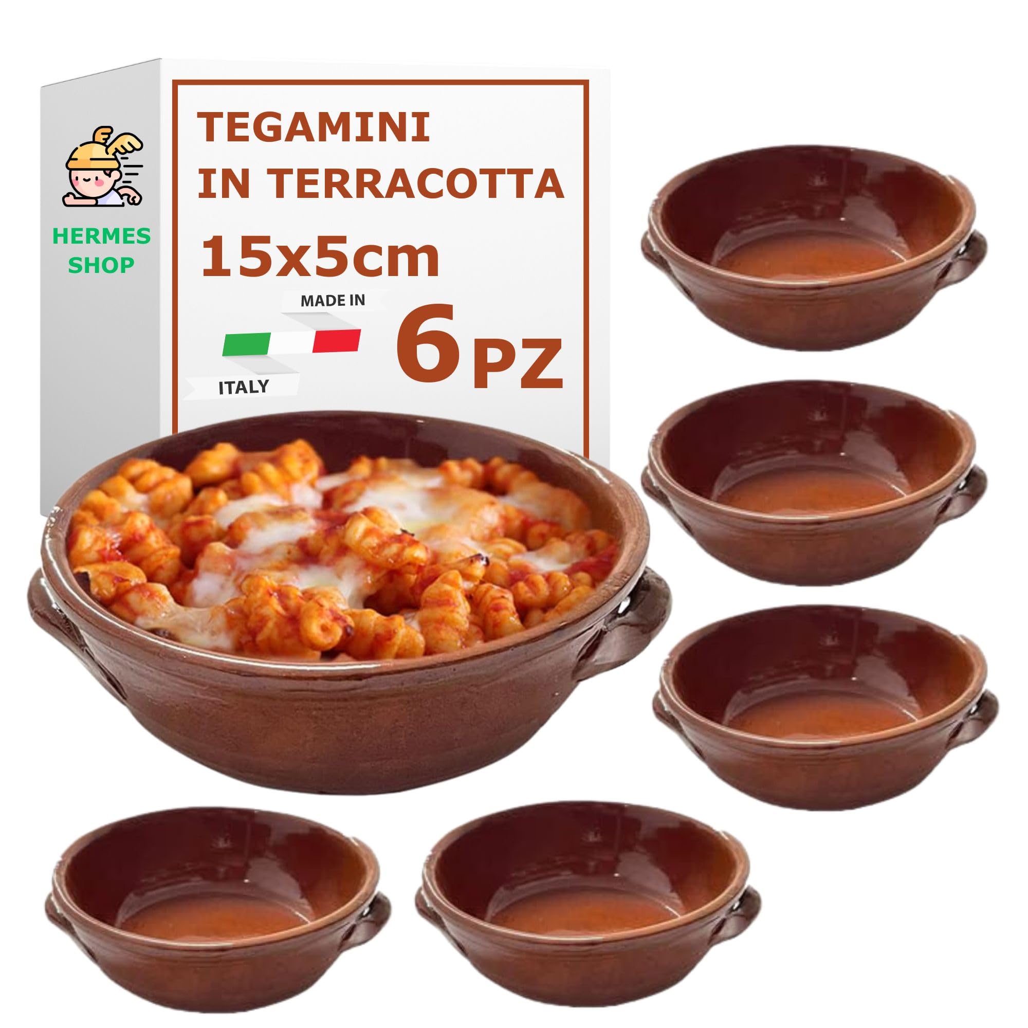 Tegame in Terracotta con coperchio 27 cm Colore Bianco Adatti per cucinare su : Fiamma, Piastra elettrica , Forno , Microonde | Colì Ceramiche | : tegami