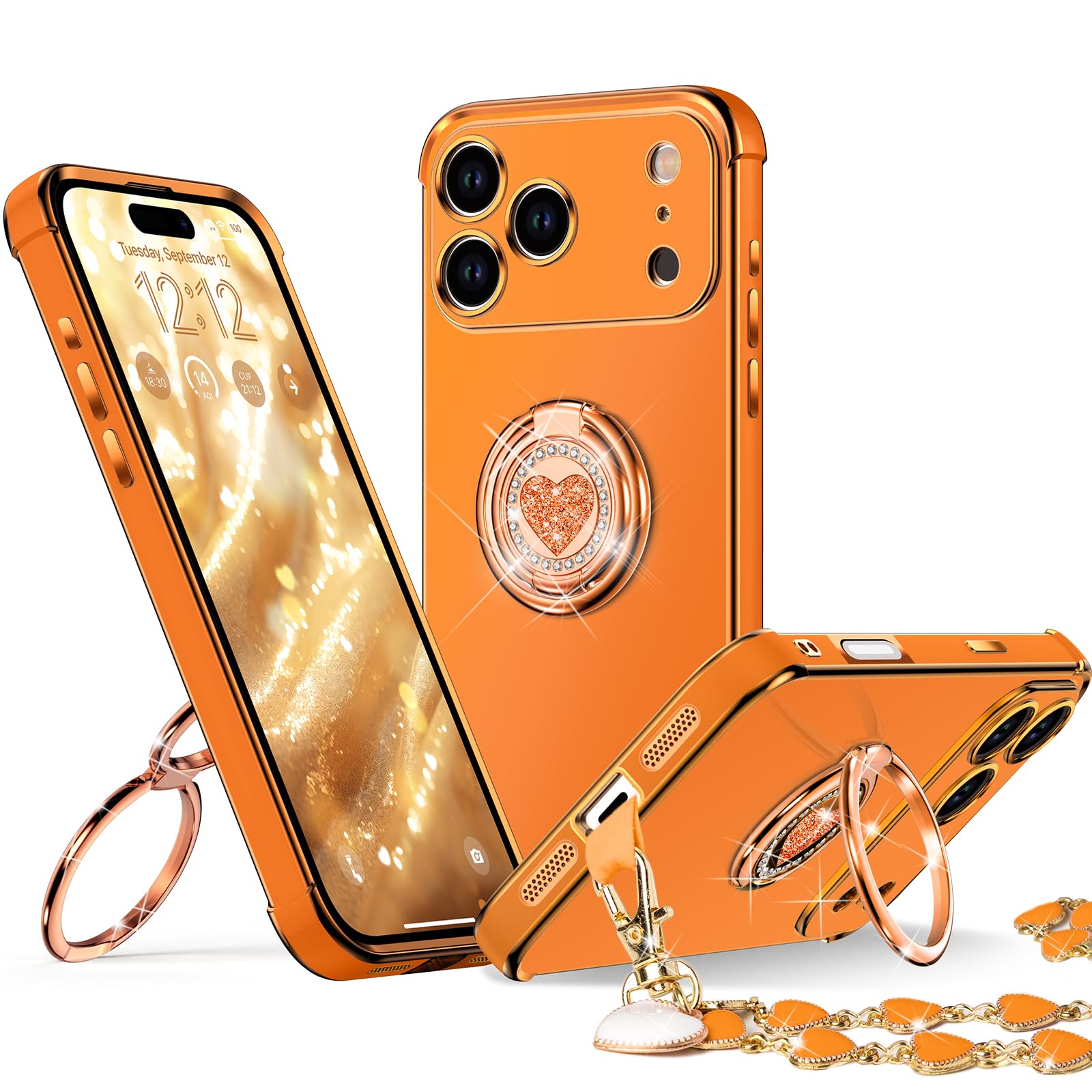 XYZ for iPhone 17 Pro Back Cover Case with Stand, Phone Case with