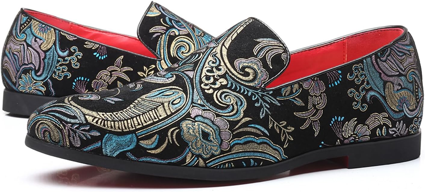 Venshine Mens Dress Loafers Slip On Shoes Glitter Wedding Party Prom Shoes - Image 4