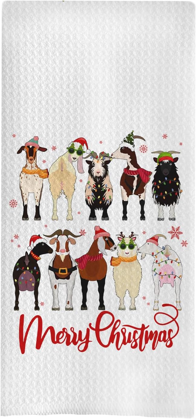 Christmas Sheep Kitchen Towels, Sheep Gifts, Funny Sheep Decorative Hand Towels for Bathroom, Sheep Decor, Farmhouse Christmas Dish Towels Tea Towels, Christmas Kitchen Bathroom Decor, 16x24 Inch