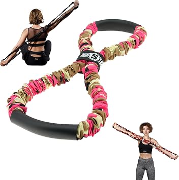 INNSTAR Figure 8 Resistance Band with Handle, Exercise Bands for Arm Back Chest Shoulder Stretch, Elastic Bands for Home Workout, Yoga,Gym Training for Women and Men
