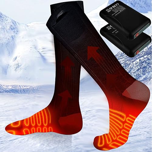 Calcetines calefactables, 3 calcetines de calentamiento ajustables recargables eléctricos para hombres y mujeres, calcetines de invierno para