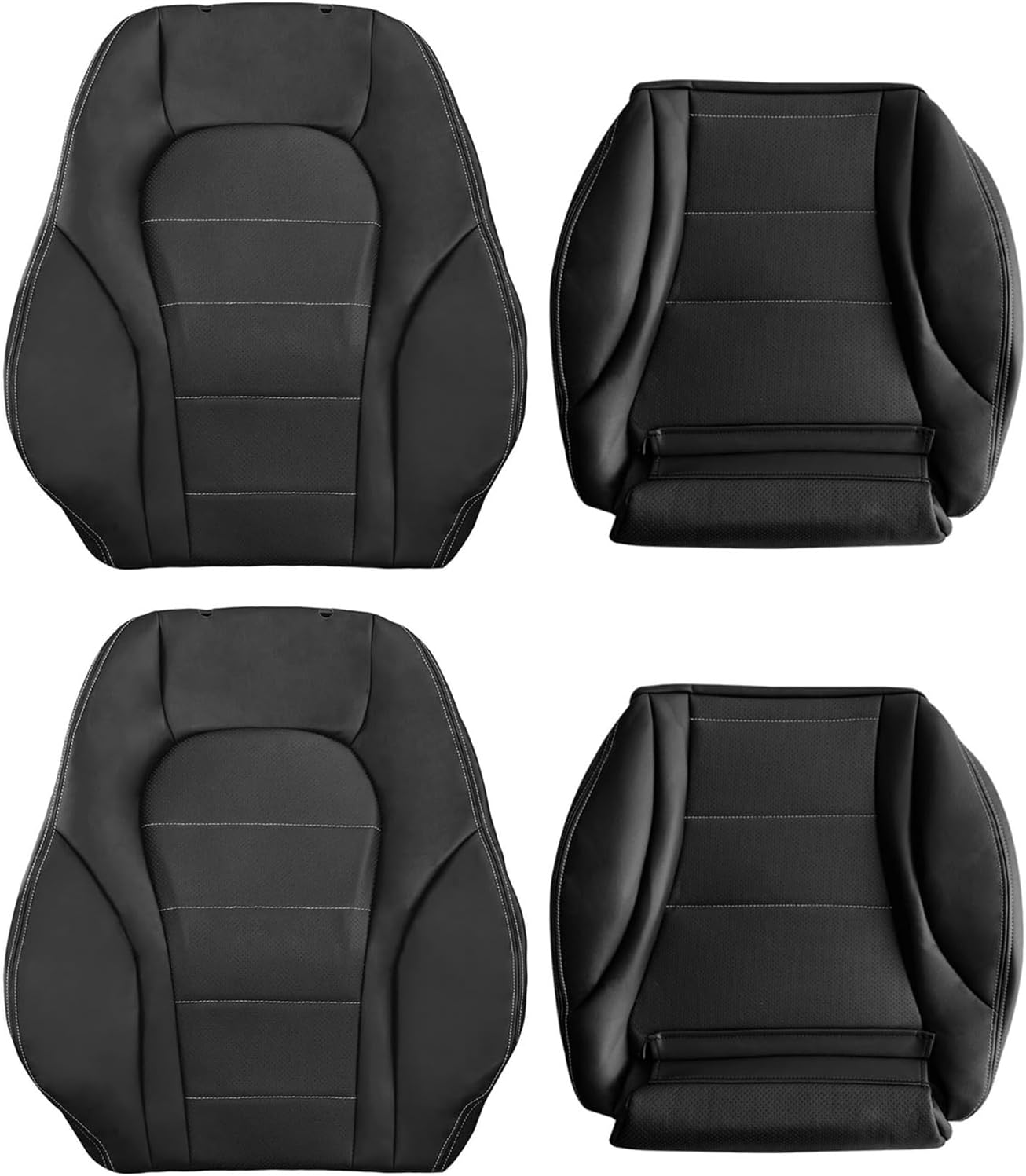 Front Both Side Bottom and Top Lean Back Seat Cover Replacement Fits for Mercedes-Benz C250 C300 C350 C350e C400 4Matic 2015-2021 Black