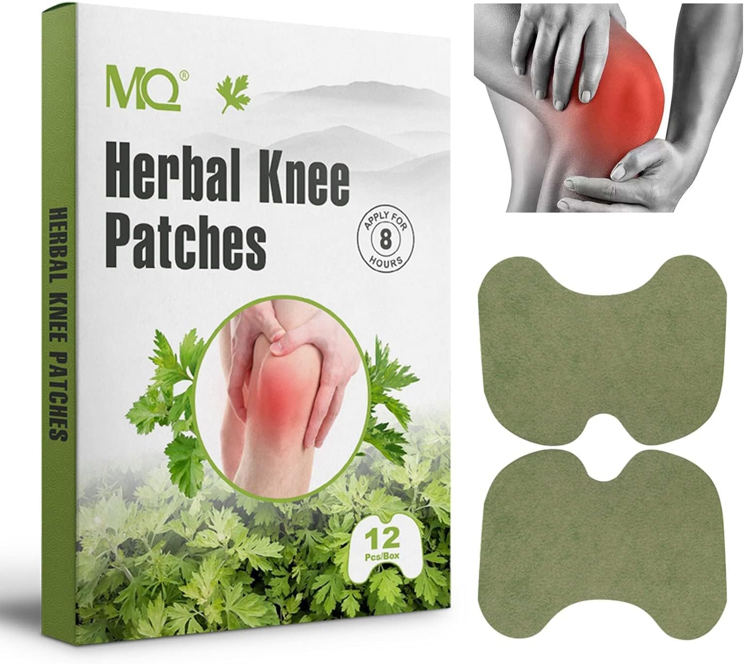 Knee Patches, MQ 12Pcs Maximum Strength Heat Patches Knee Relief Patches, Warming Herbal Patches Long-Lasting Relief for Knee, Back, Neck, Shoulder, Waist