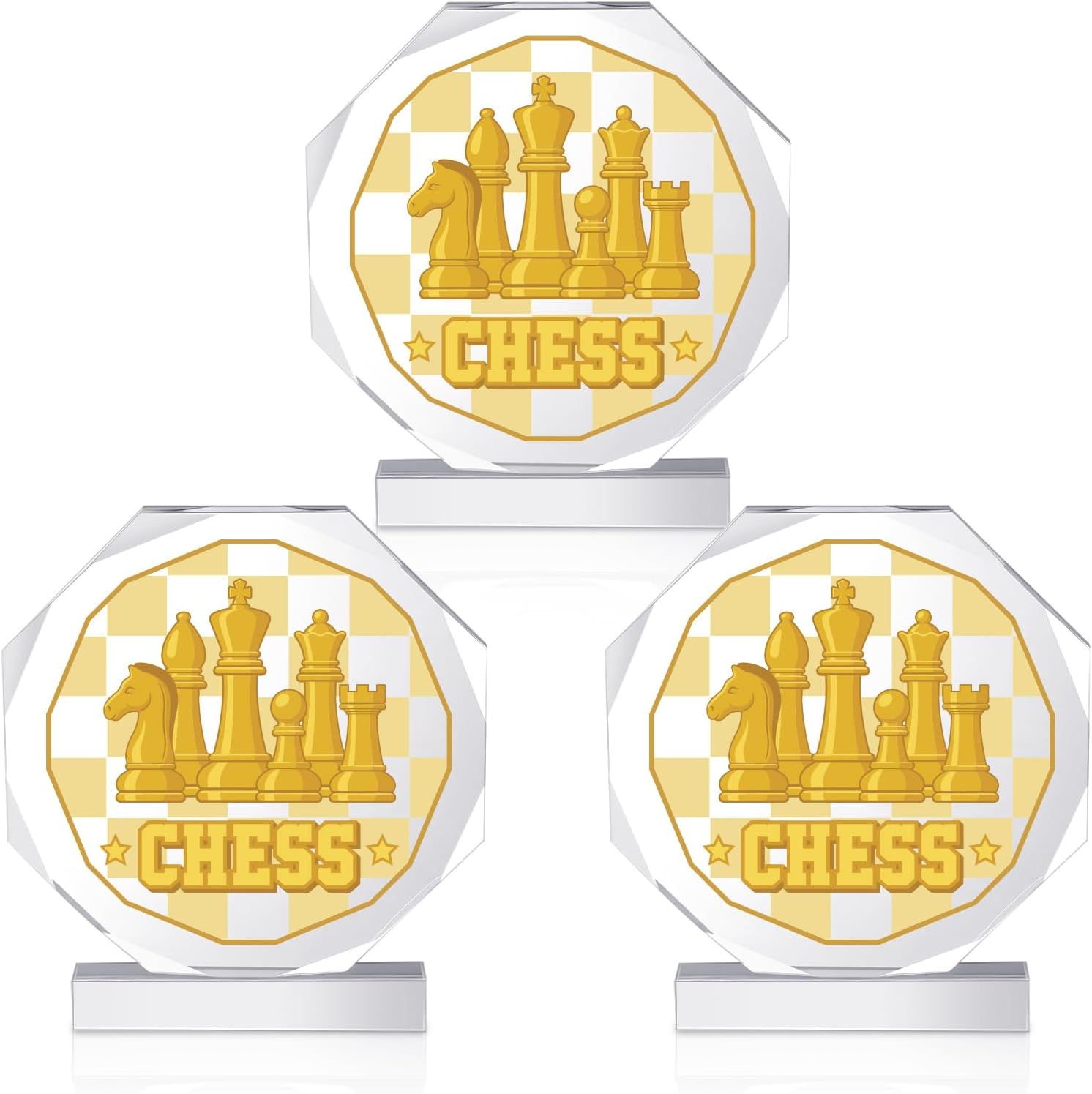 Leinuosen 3 Pcs Acrylic Trophy Plaques Awards 4.72'' Clear Trophies Awards for Adults Graduation Tournaments Team Participation Competitions
