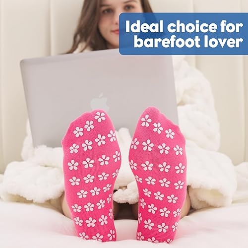 Miniatura 8 de 12 pares de calcetines de agarre de pilato para mujer, calcetines de yoga antideslizantes con agarres, calcetines de hospital, calcetines de tobillo