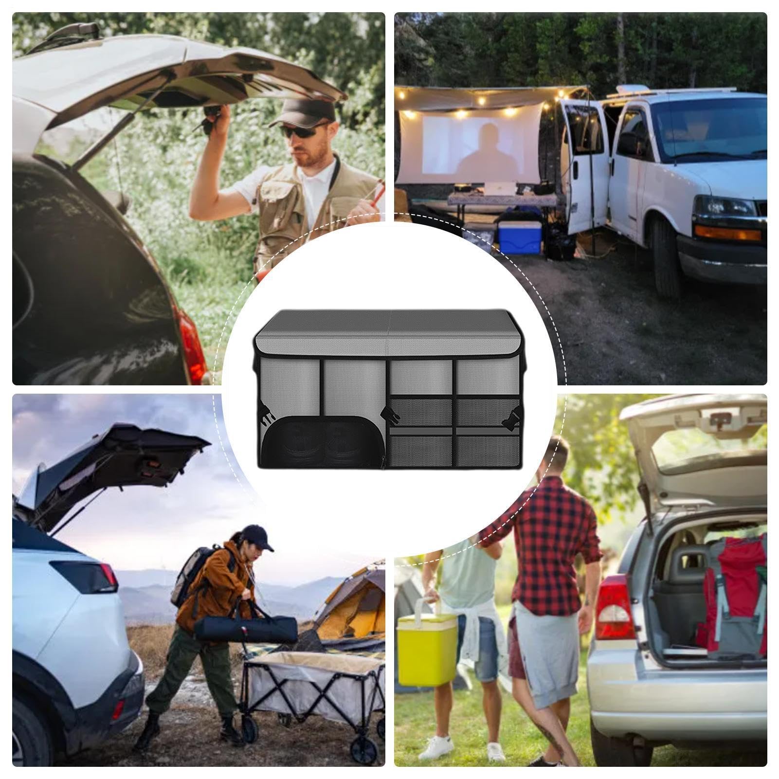 Organisateur de coffre de voiture avec couvercle, organisateur de rangement | Boîte de rangement Portable avec poignée, organisat