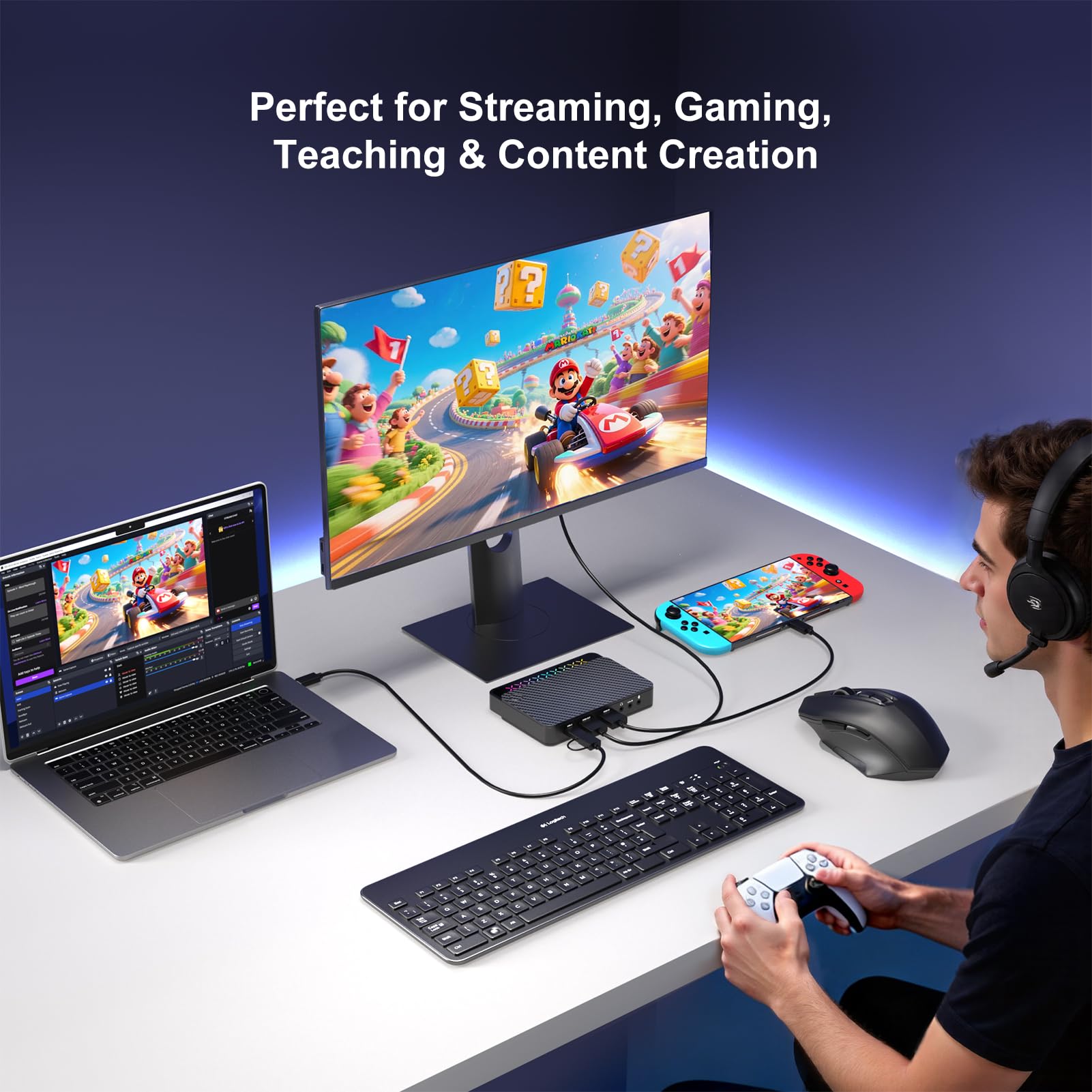 Tarjeta de captura 4K con paso HDMI 2.0, captura de video USB-C 3.0 para transmisión y grabación en PC, PS5/Pro, Xbox Series X/S, Switch 2, 4K30 HDR o 1080p120