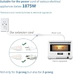 FIRMERST 10 Corde de raccordement à prise plate de pieds 14 AWG 1875W 15A Blanc. 2