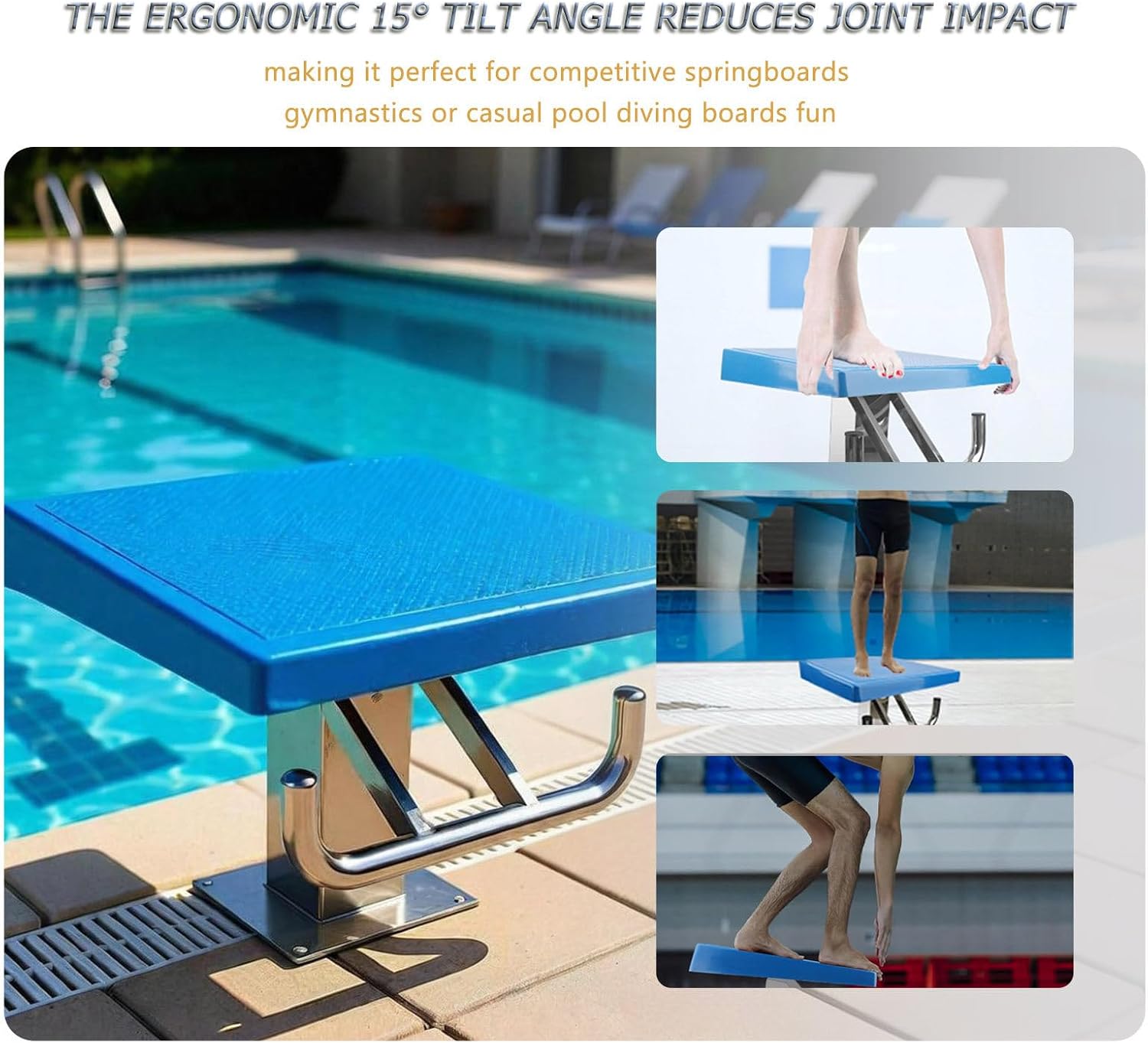 Swim Competition Training Jumping Countertop, Diving Board Pool Diving Platform, Stainless One Step Diving Starting Block, Indoor Outdoor deluxeedition