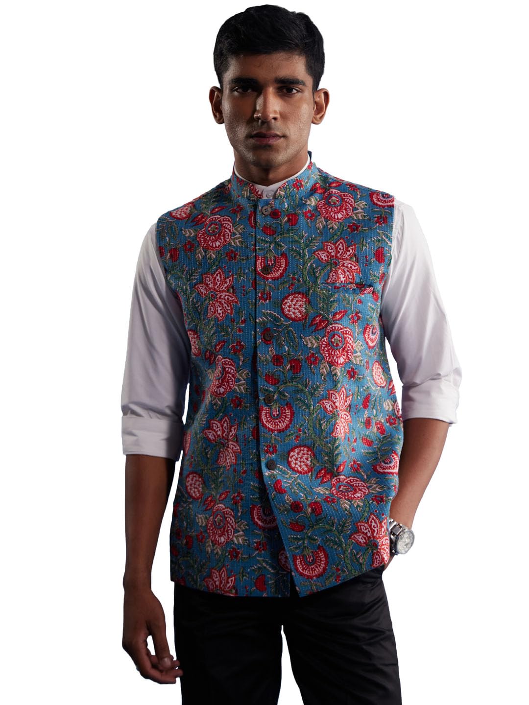 shvaas by vastramay Men's Aqua - Nehru Jacket-picture-39