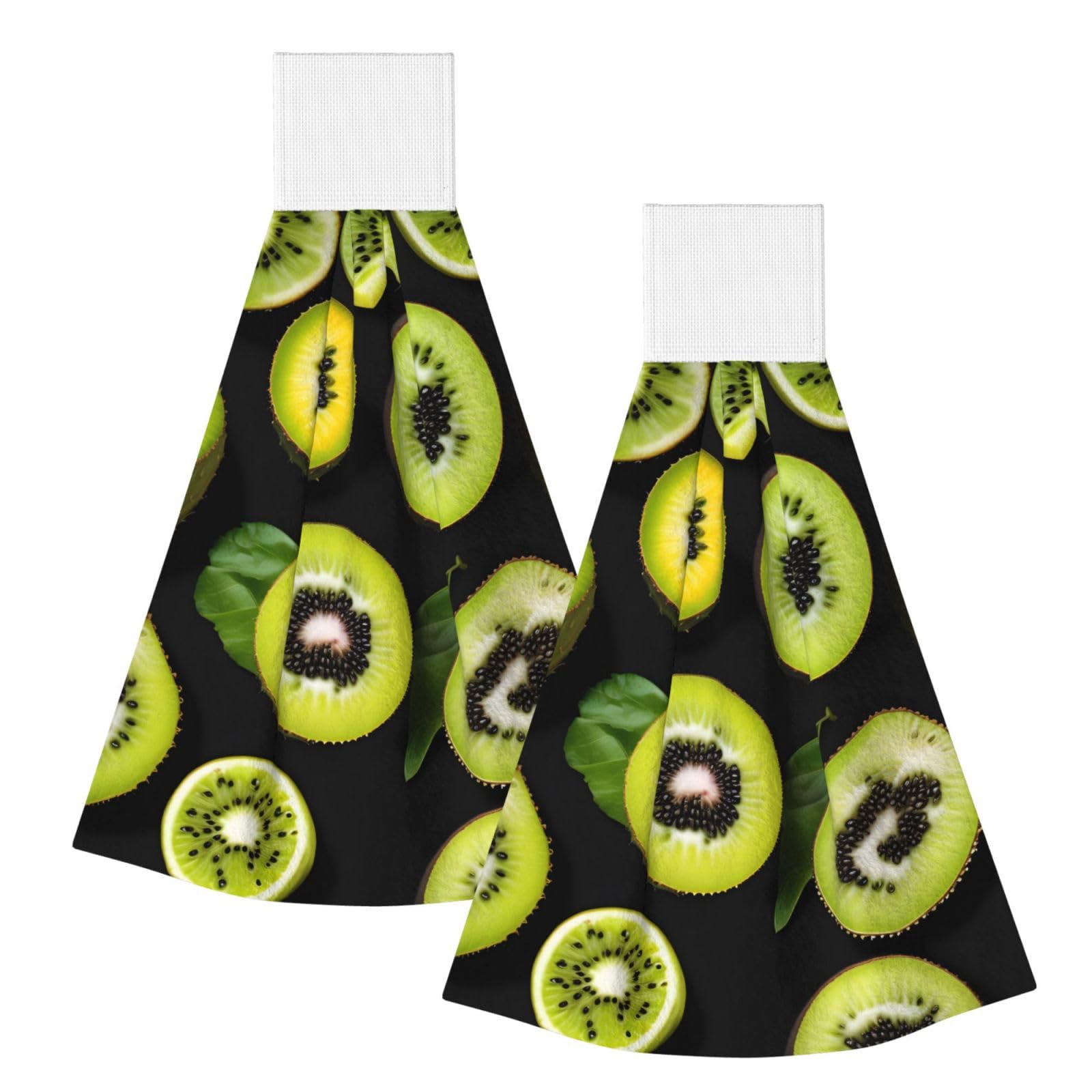 WUPngg Green kiwi Bathroom Tie Towels/Dish Cloth,Kitchen Hanging Towel, Coral Fleece Dry Cleaning Hand Dishcloths One Size