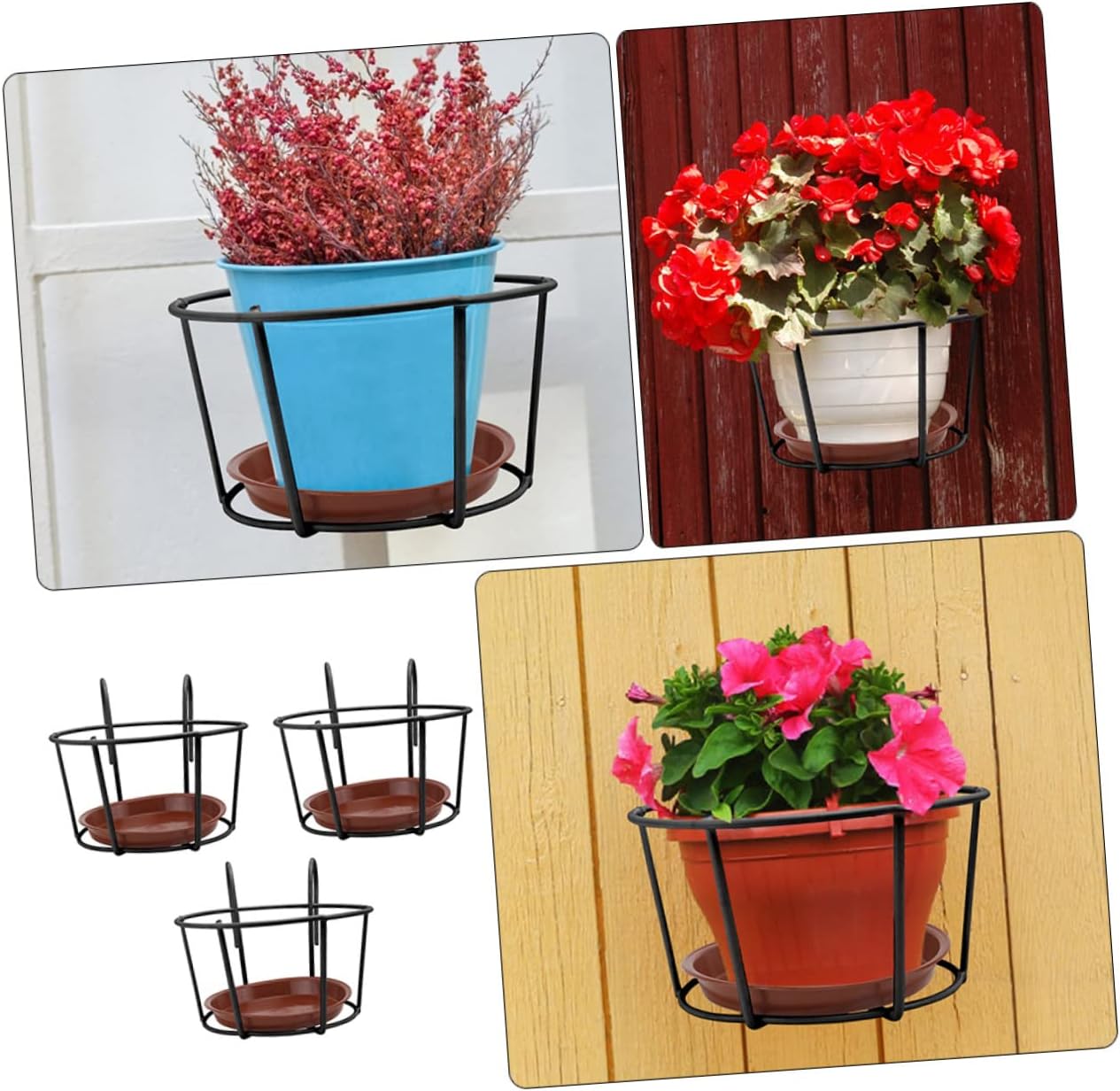 TOYANDONA 3sets Iron Hanging Flowerpot Racks Balcony Plant Holders for Garden and Kitchen Decor Lightweight and Convenient Storage