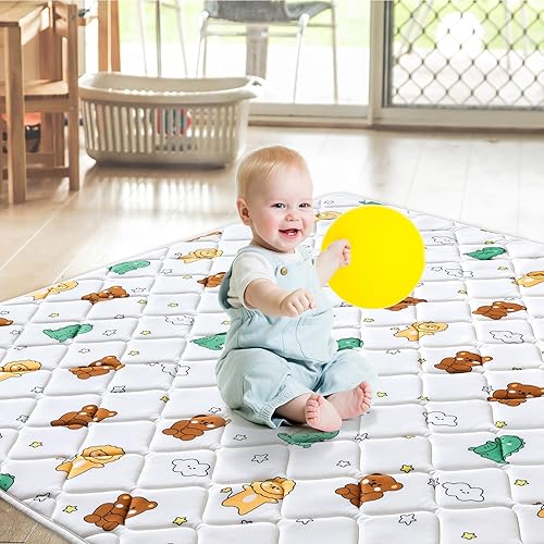 Miniatura 4 de Tapete de juego de espuma prémium para bebé de 47 x 47 pulgadas, tapete grueso de una sola pieza, tapete acolchado antideslizante para jugar,