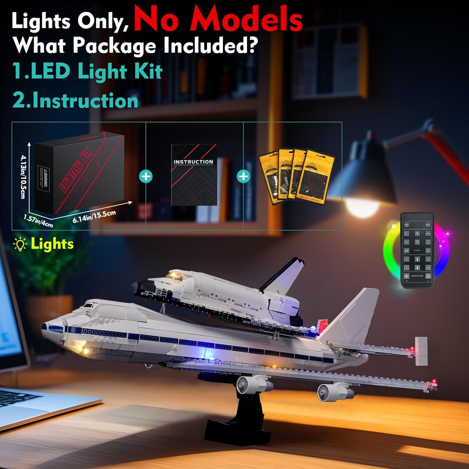 LocoLee Light kit Compatible with Lego 10360 Shuttle Carrier Aircraft - No Model Only Light, LED Lighting Accessories Compatible with Lego Space Shuttle Transportation Aircraft (RC Version)