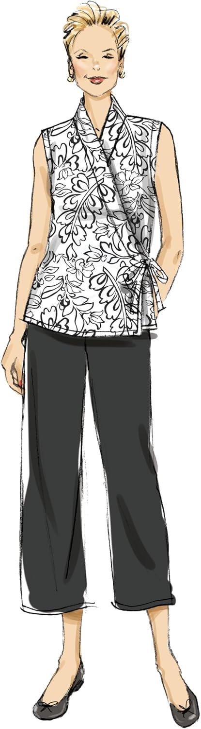 Butterick B6976R5 Easy-to-Make Misses' Wrap Dress and Straight Leg Pants Lounge Set Sewing Pattern Packet by Palmer/Pletsch, Design Code B6976, Sizes 14-16-18-20-22