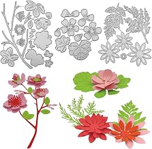 AFUNTA - 3D Flower and Leaves Dies for Card Making, 3 Sets Metal Die Cuts for DIY Crafts, Scrapbooking, Photo Album Decoration