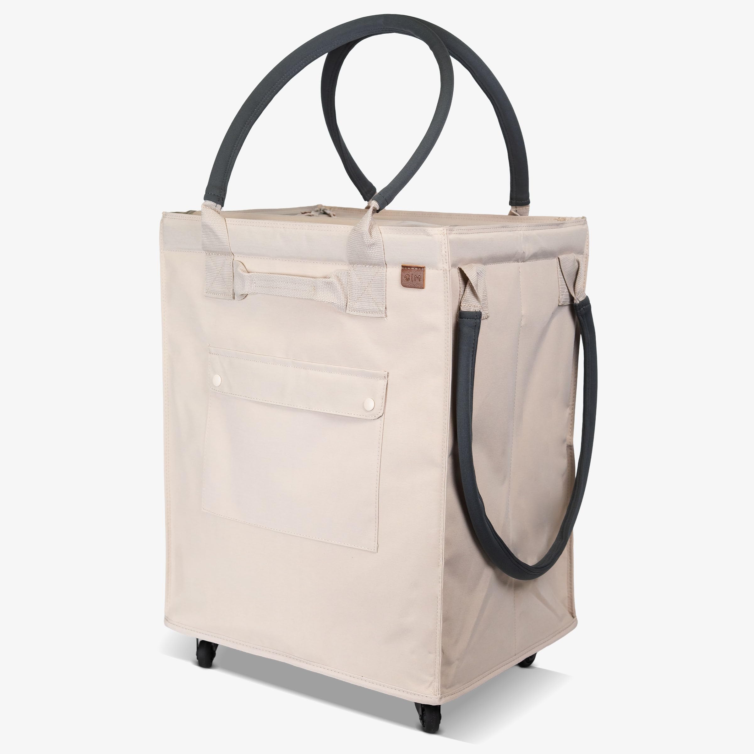 CleverMade Rolling Tote Bag With Wheels, 90L, 75 lb, Cream