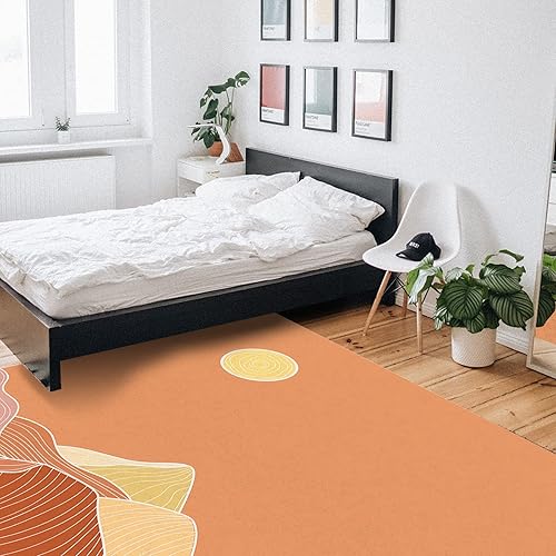 Miniatura 7 de Alfombra de área interior, montañas abstractas, sol, paisaje, suave, no desprende pelusa, alfombra con respaldo de goma, alfombra lavable para sala