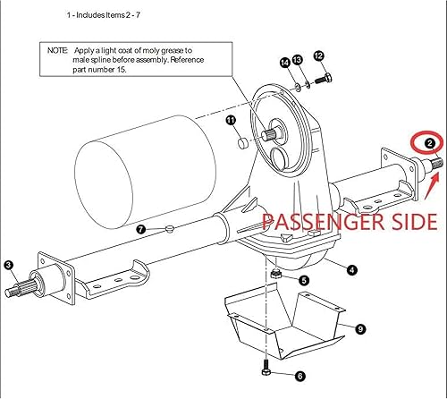 Miniatura 21 de Carrito de golf Eje Trasero Eje Lado del Conductor (23 7/8") Lado del pasajero (16 ¾") y Kit de juntas de cojinete para EZGO Electric TXT/Medalist