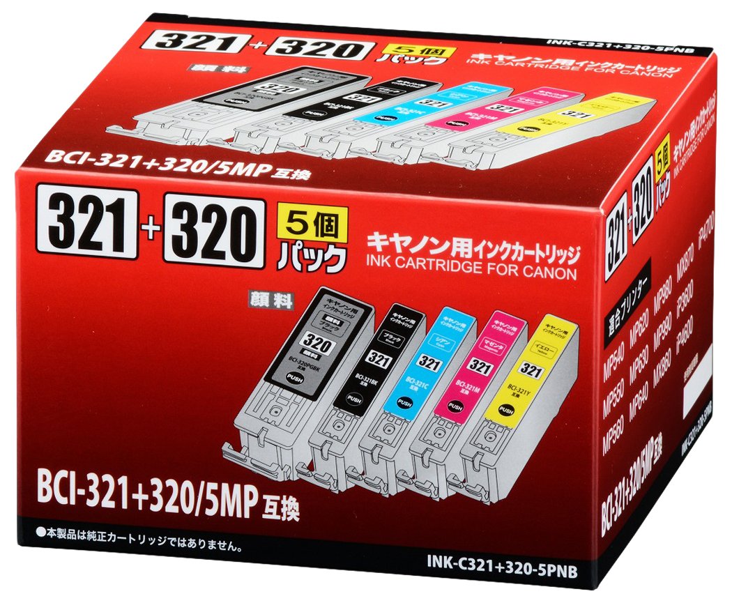 Amazon.co.jp: キヤノンBC-321+320/5MP互換 インクカートリッジ 顔料 
