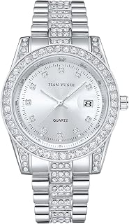 Men Women Diamond Watch Stainless Steel Quartz Analog Casual Dress Wristwatch Crystal Bezel Dial Couple Watch