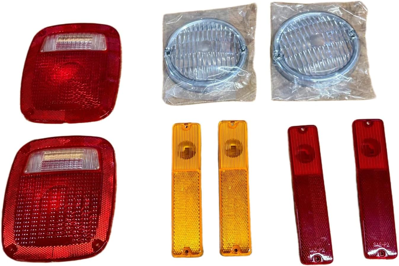 Light Lens Kit Fits 1972-1981 Jeep CJ5 CJ7 CJ8 Tail Light Side Marker Parking Lamp Lens Set 8 Pc CJ Restoration Kit Replaces 994020 994021 12401.01 12404.01