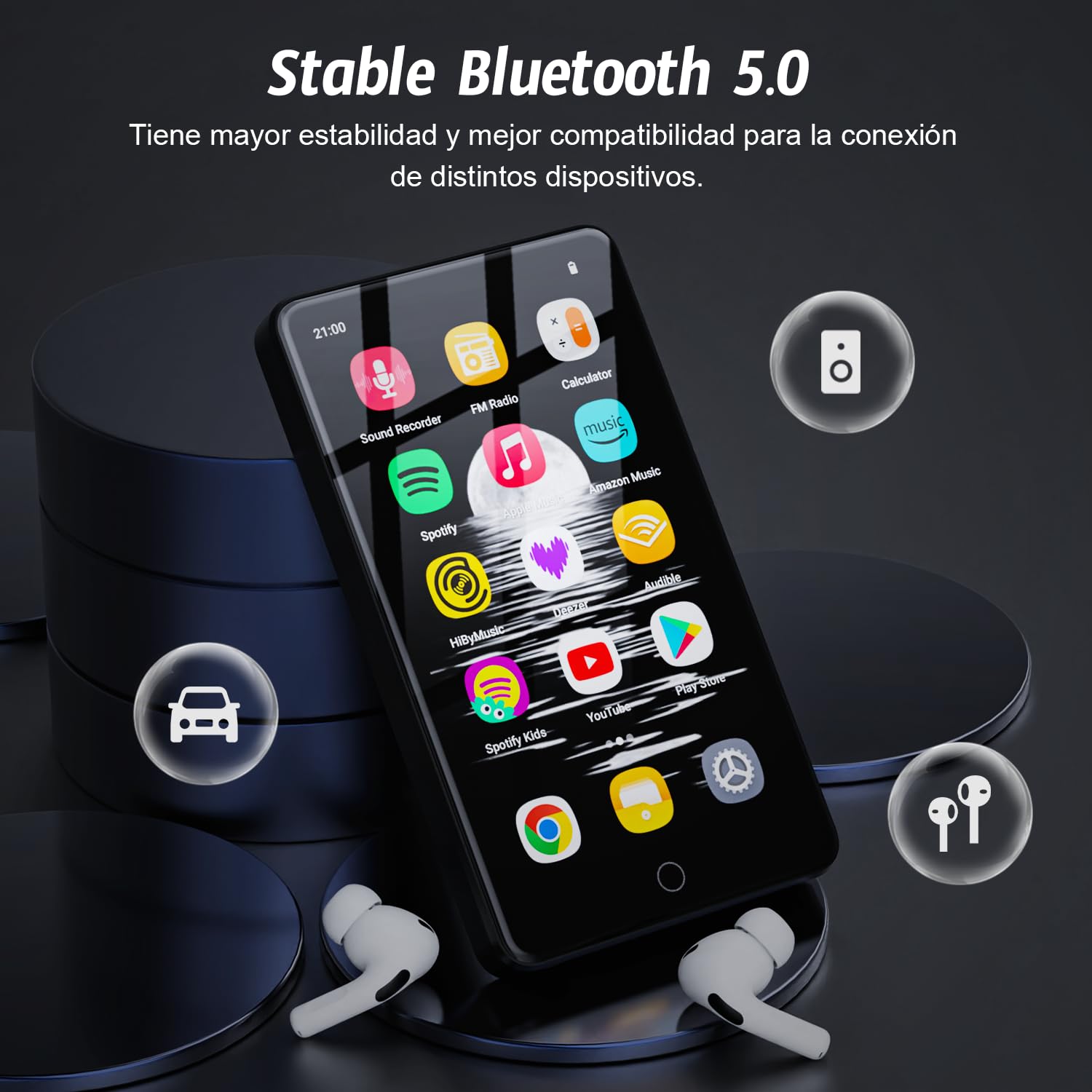96GB MP3 Player con Bluetooth y WiFi, 4.02" IPS HD MP4 Player con Altavoces, Reproductor de música para niños con Android 13 OS, Android MP4 MP3 Player con Control Parental, Play