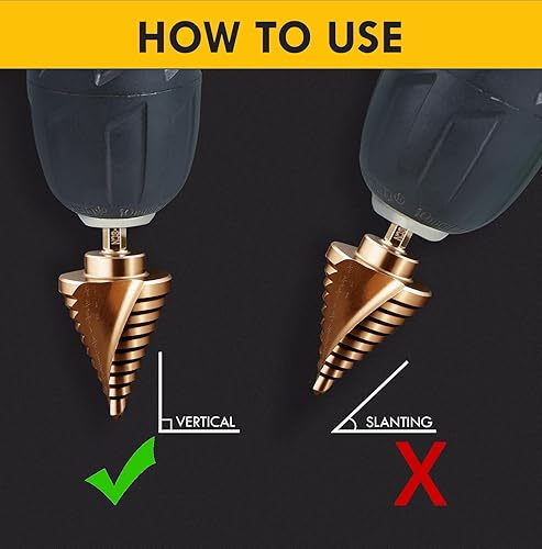 Miniatura 5 de M35 - Juego de brocas escalonadas de cobalto con punzón central automático, de 18 a 1-38 pulgadas, 6 brocas escalonadas para acero inoxidable,