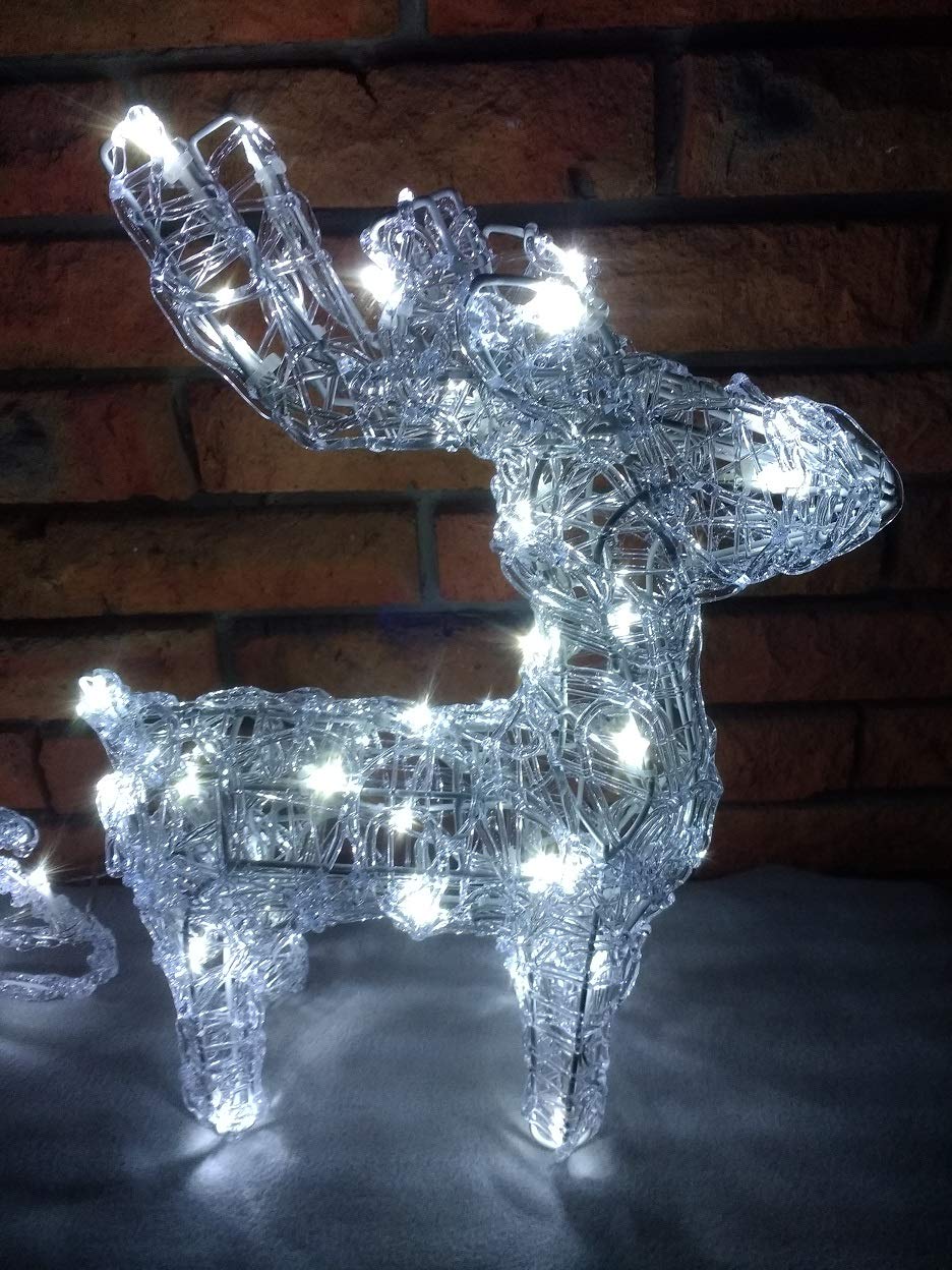 Beleuchtetes Rentier mit Schlitten und 64 LEDs für innen und außen