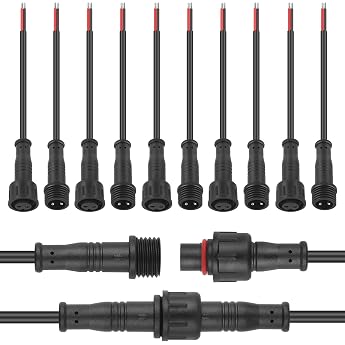 2 Pin Waterproof Electrical Plug 22AWG IP66 Male Plug Plug 20cm/7.87inch Extension Cable for Car Truck Boat In/Outdoor LED Strip Lights/Loop 15mm Nut Small Size 5