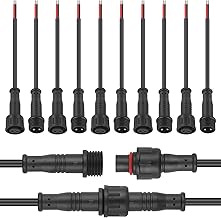 2-poliger wasserdichter elektrischer Stecker, 22 AWG, IP66, männlich, weiblich, 20 cm, Verlängerungskabel für Auto, LKW, Boot, innen/außen, LED-Lichtleiste, 15 mm Mutter, kleine Größe, 5 Paar