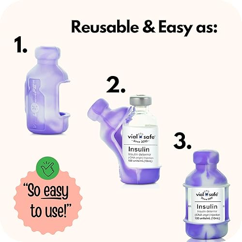 Miniatura 7 de VIAL SAFE Funda protectora de viales de insulina  Protector seguro de botella de insulina y cubierta para viales de 0.3 fl oz  Paquete de 2  Morado