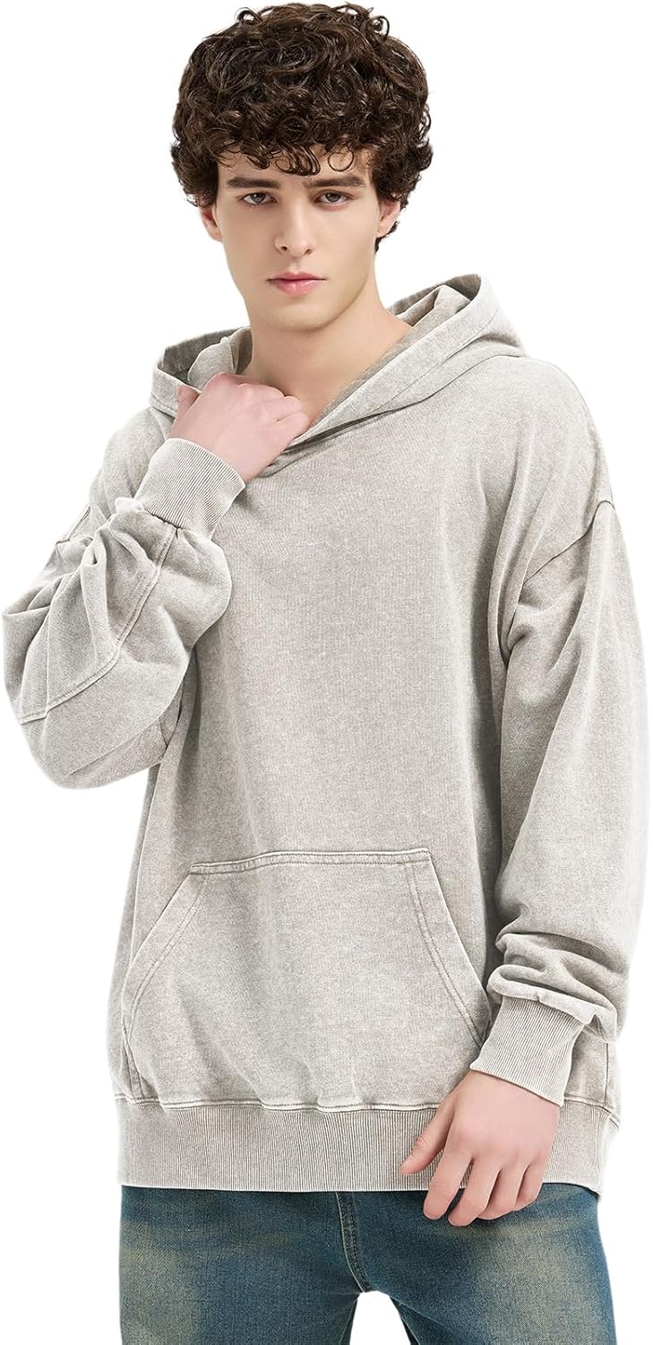 Oversized Hoodies for Men Womens Pullover Sweatshirts Acid Wash Vintage Loose Fit Unisex Cotton Outfits - Image 3