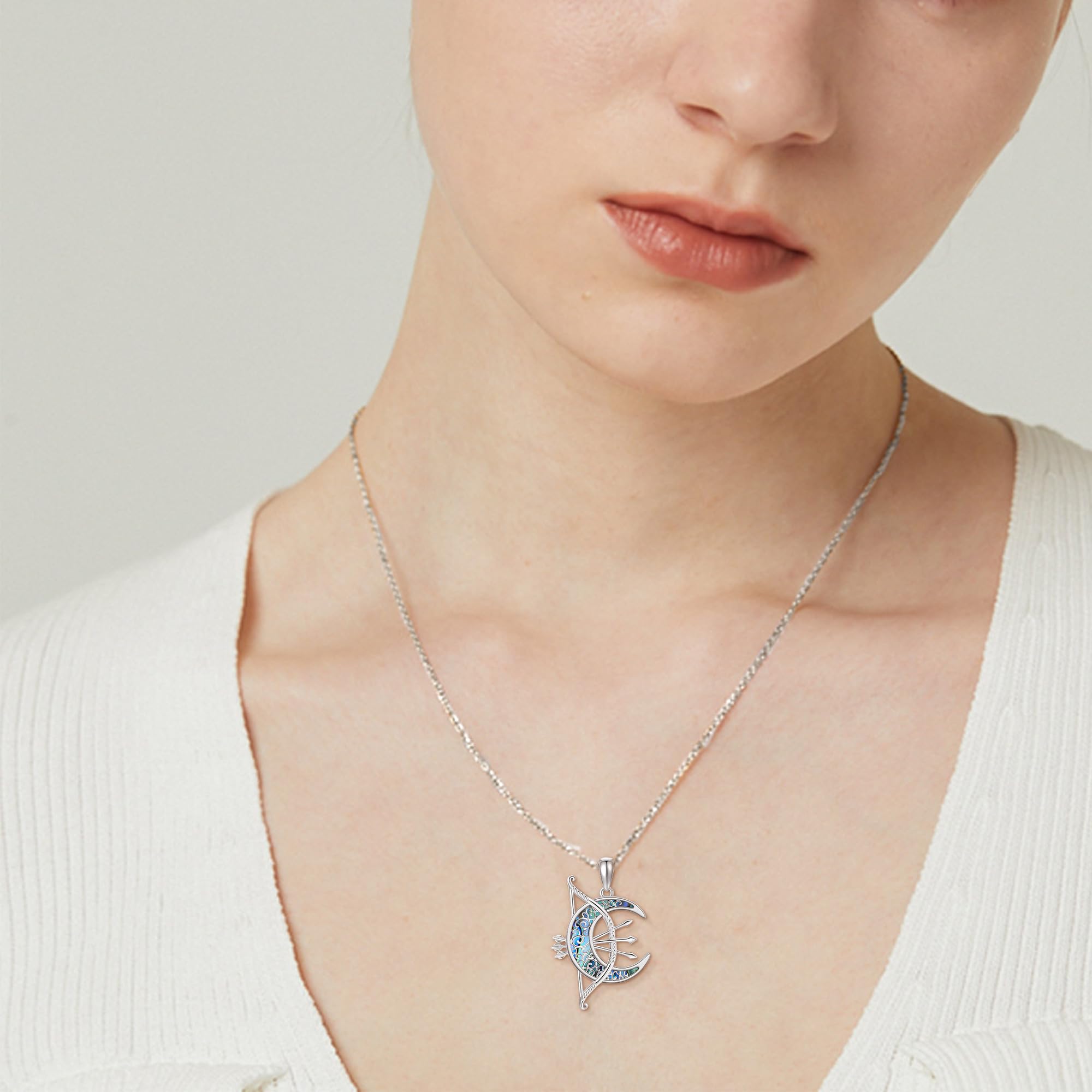 DAYLINLOVE Pfeil Halskette 925 Sterling Silber Blau Opal Pfeilkopf Anhänger Halskette Pfeilkopf Schmuck Geschenke für Männer Frauen