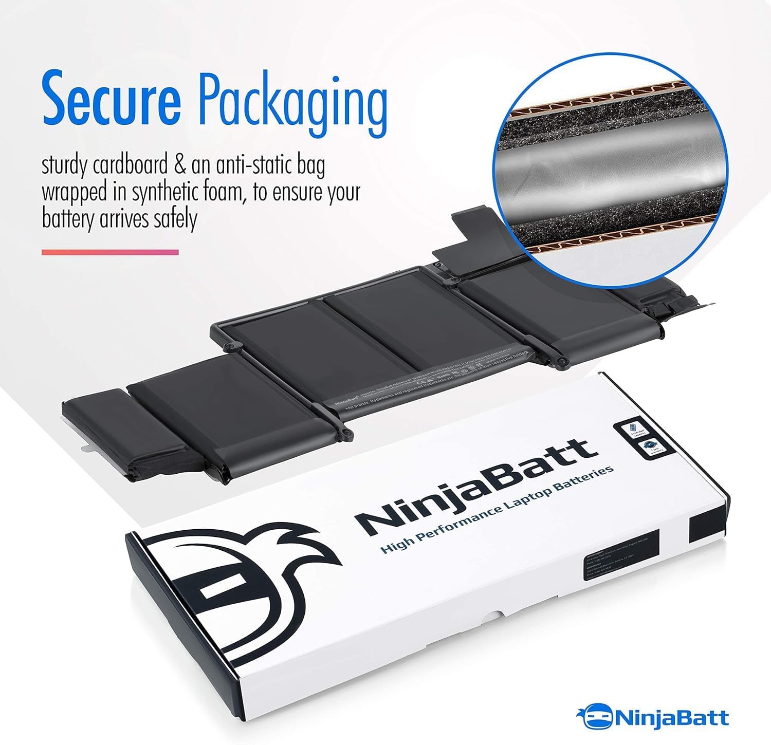 NinjaBatt Battery A1502 A1582 for Apple MacBook Pro Retina 13” A1493 [Early 2015 - Mid 2015, Mid 2014, Early 2013 - Late 2013] - Long Lasting [72Wh/11.42V]