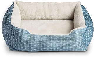 Dog & Cat Bed, Plush Cuddler, Portable, Blue & White, 19 × 15