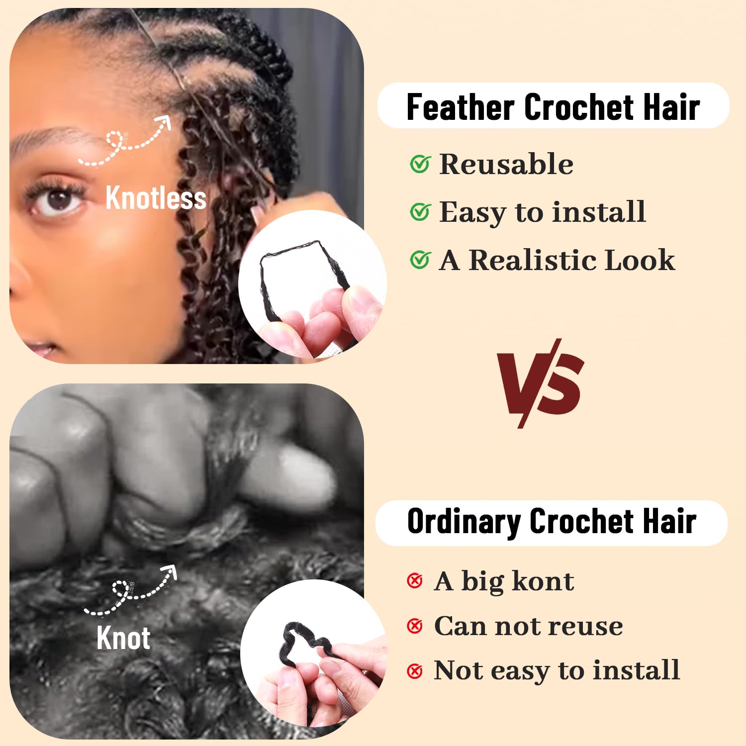 Miracle Knots Feather Crochet Synthetic Hair, Curly Deep Wave