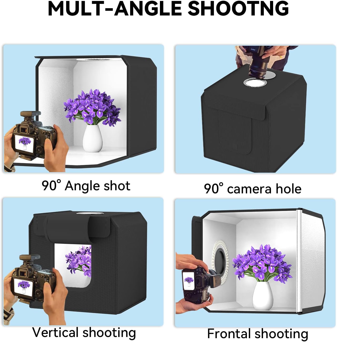 Light Box Photography,12"x12" Professional Dimmable Photo Shooting Tent Kit,Photo Light Box with 112 LED Lights & 6 Kinds Color Backgrounds for Jewelry and Small Items Product Photography