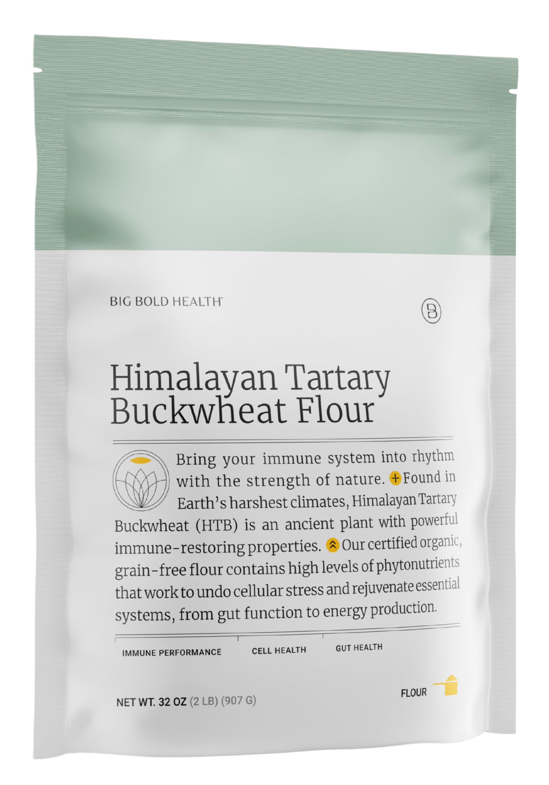 BIG BOLD HEALTH Himalayan Tartary Buckwheat Organic Gluten Free Flour | 100+ Immune-Active Nutrients | 100% USDA Organic Grain-Free Flour | Non-GMO | USA Grown (2lb)